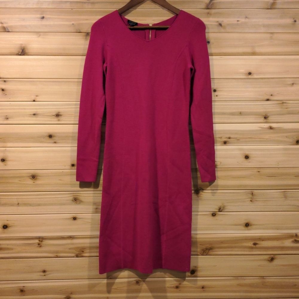Talbots 100% Merino Wool Fuschia Sweater Dress